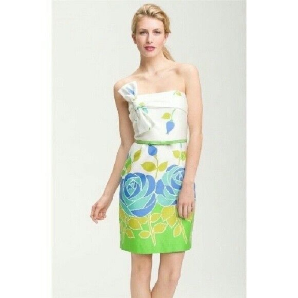 Kate Spade Cream Floral Dress with Blue and Green Accents